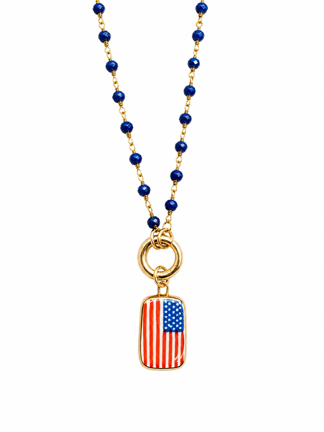American Flag Porcelain Charm Necklace