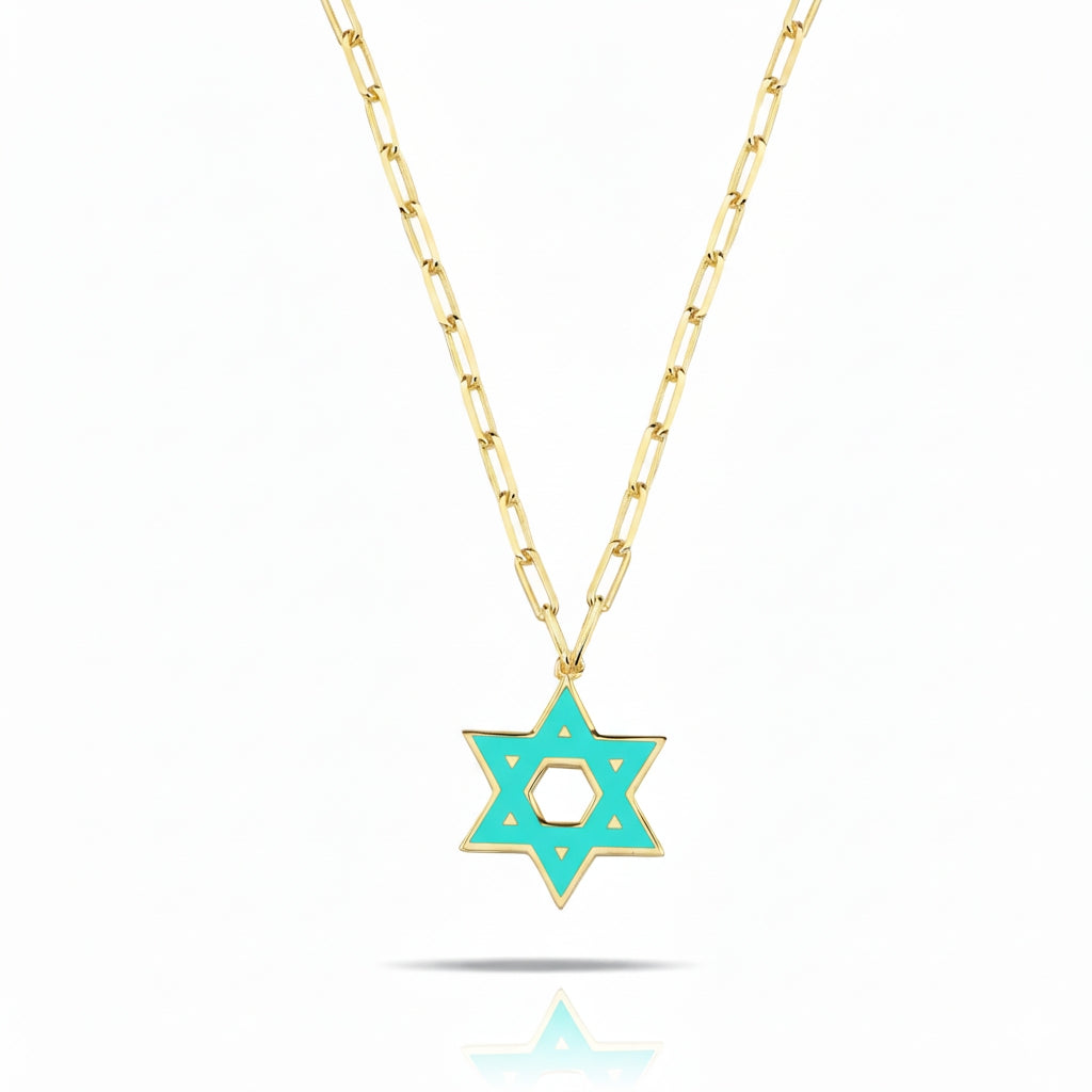 Jewish Star Paperclip Chain Necklace