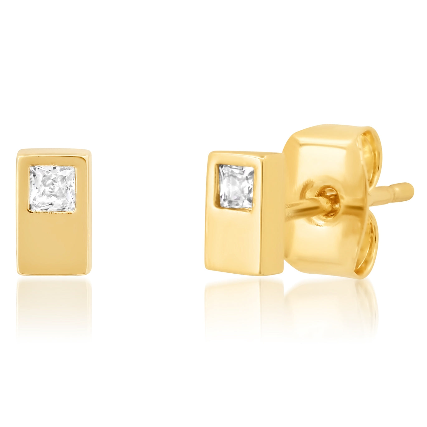CZ and Gold Rectangle Studs