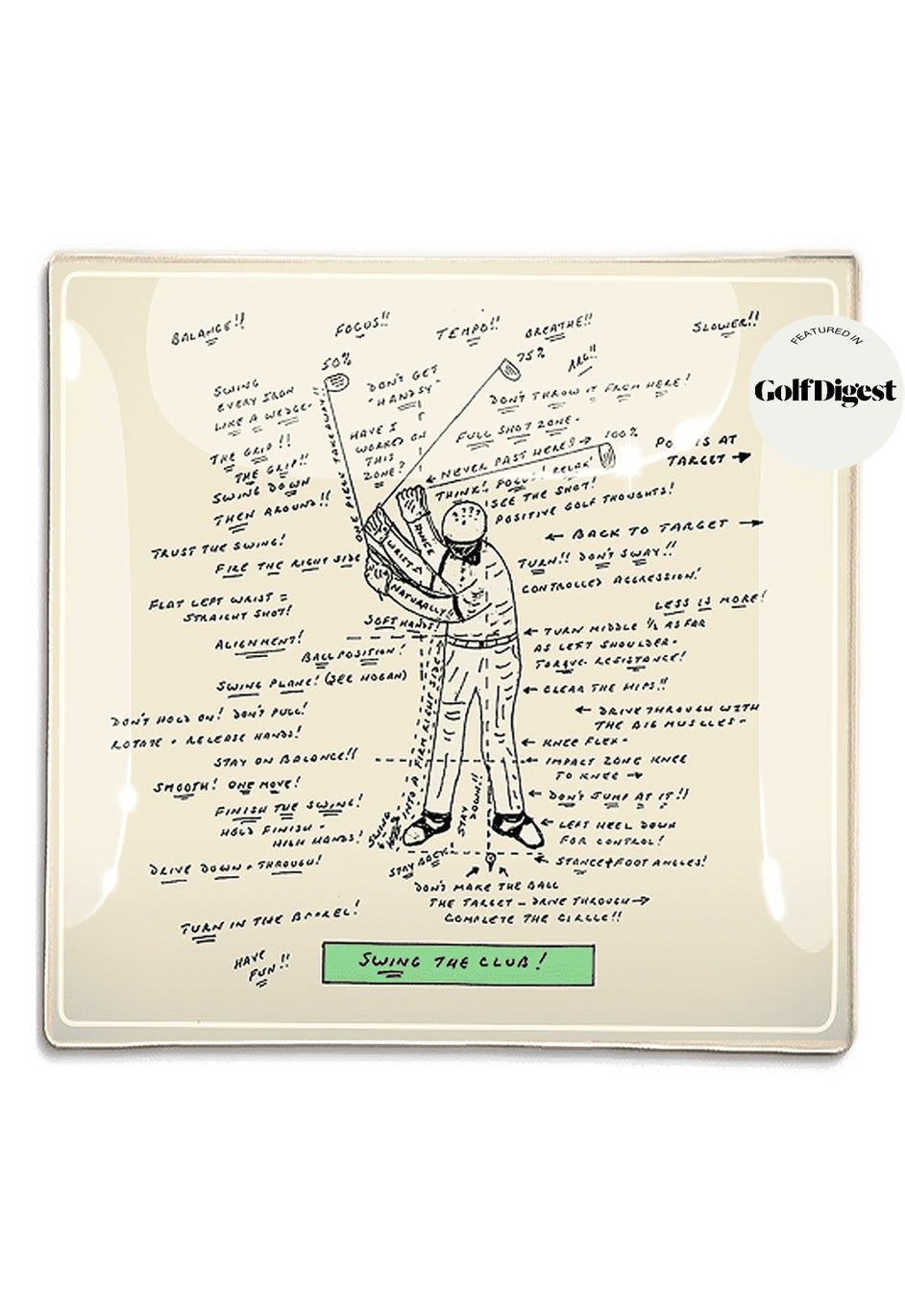 Golf Sketch Decoupage Tray