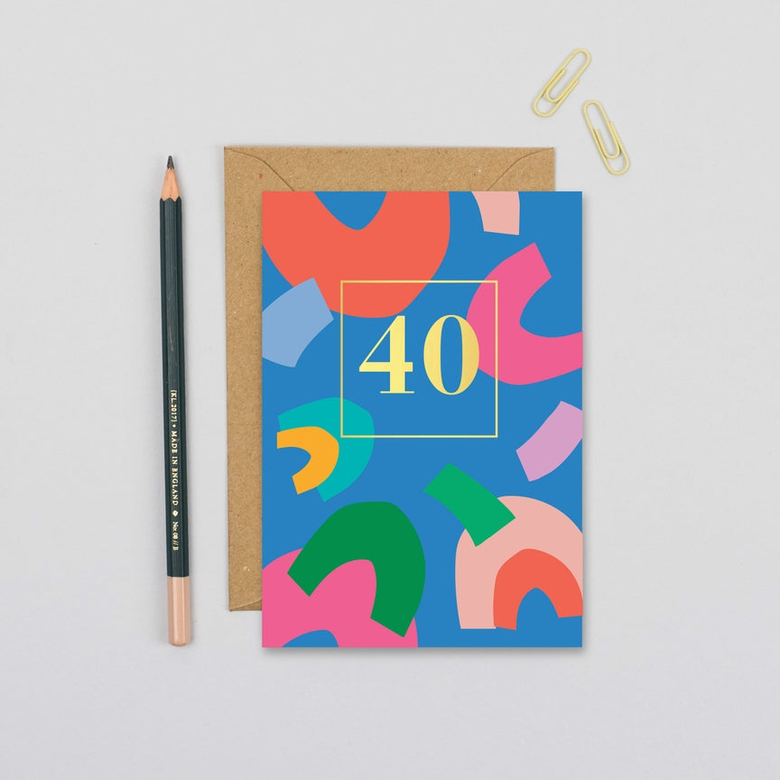 Age 40 Abstract Shapes Birthday Card
