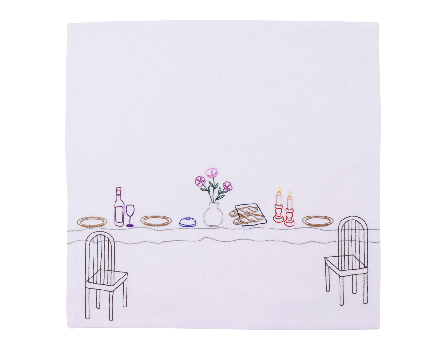 Stitched Shabbat Icons Challah Cover