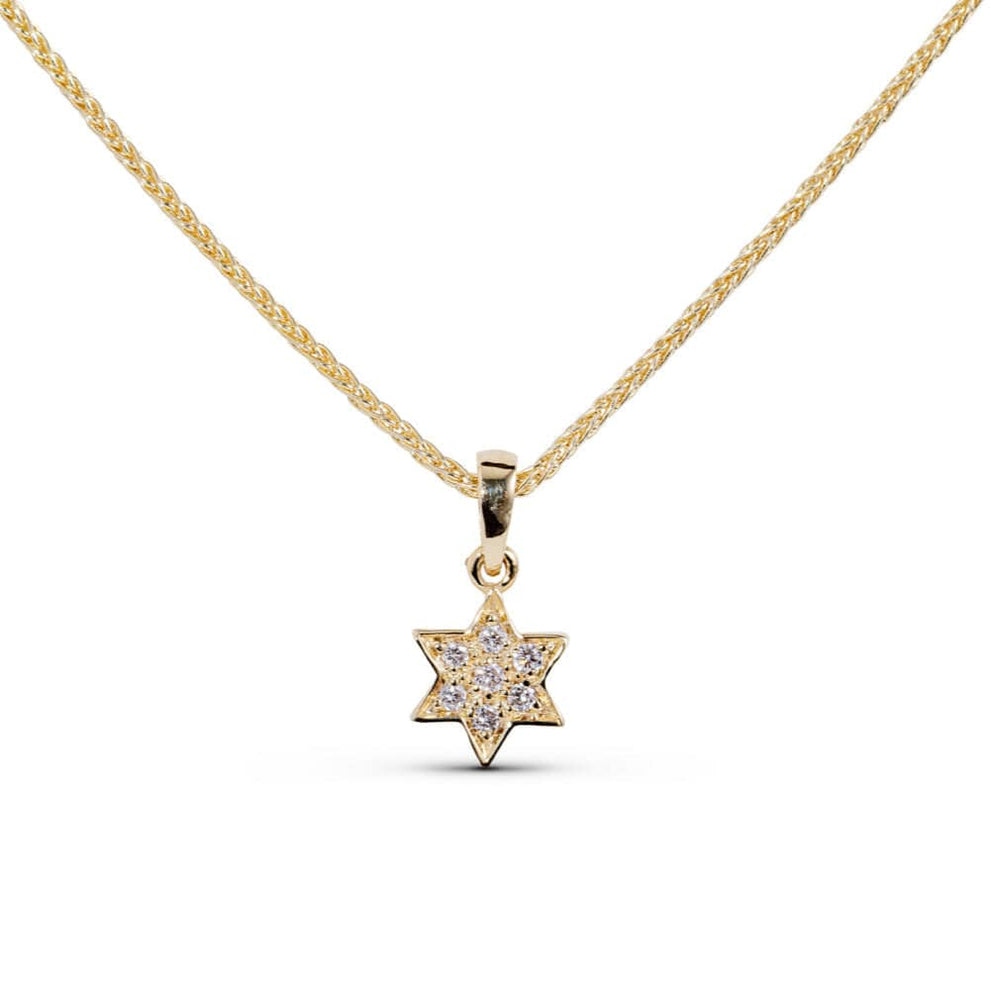 14K Star of David Six Diamond Necklace