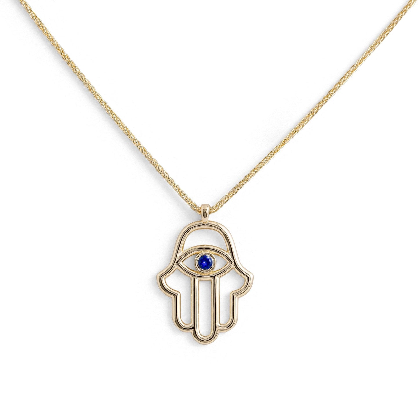 14K Hamsa with Sapphire Necklace