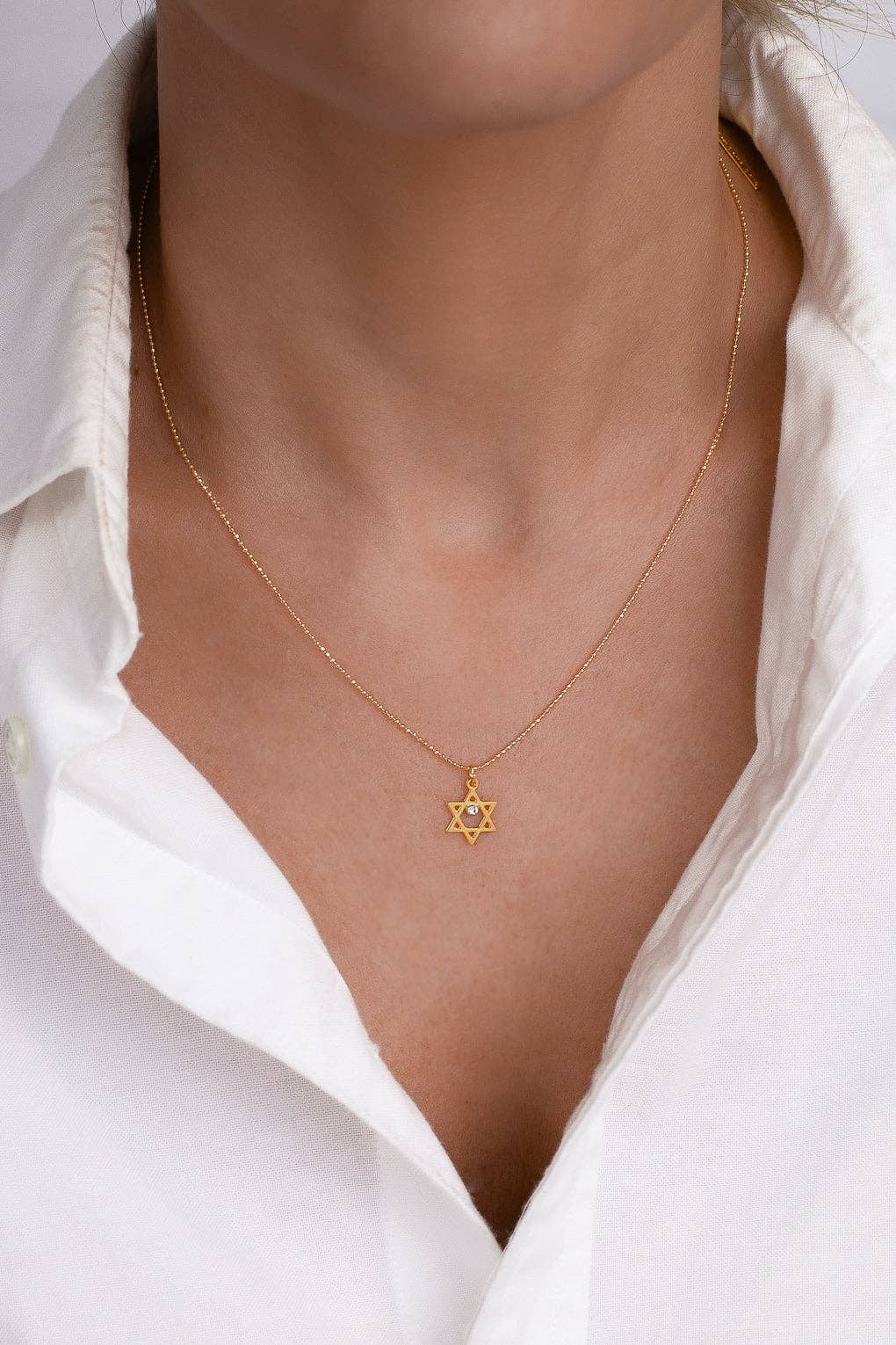 Star of David Necklace with Tiny Crystal