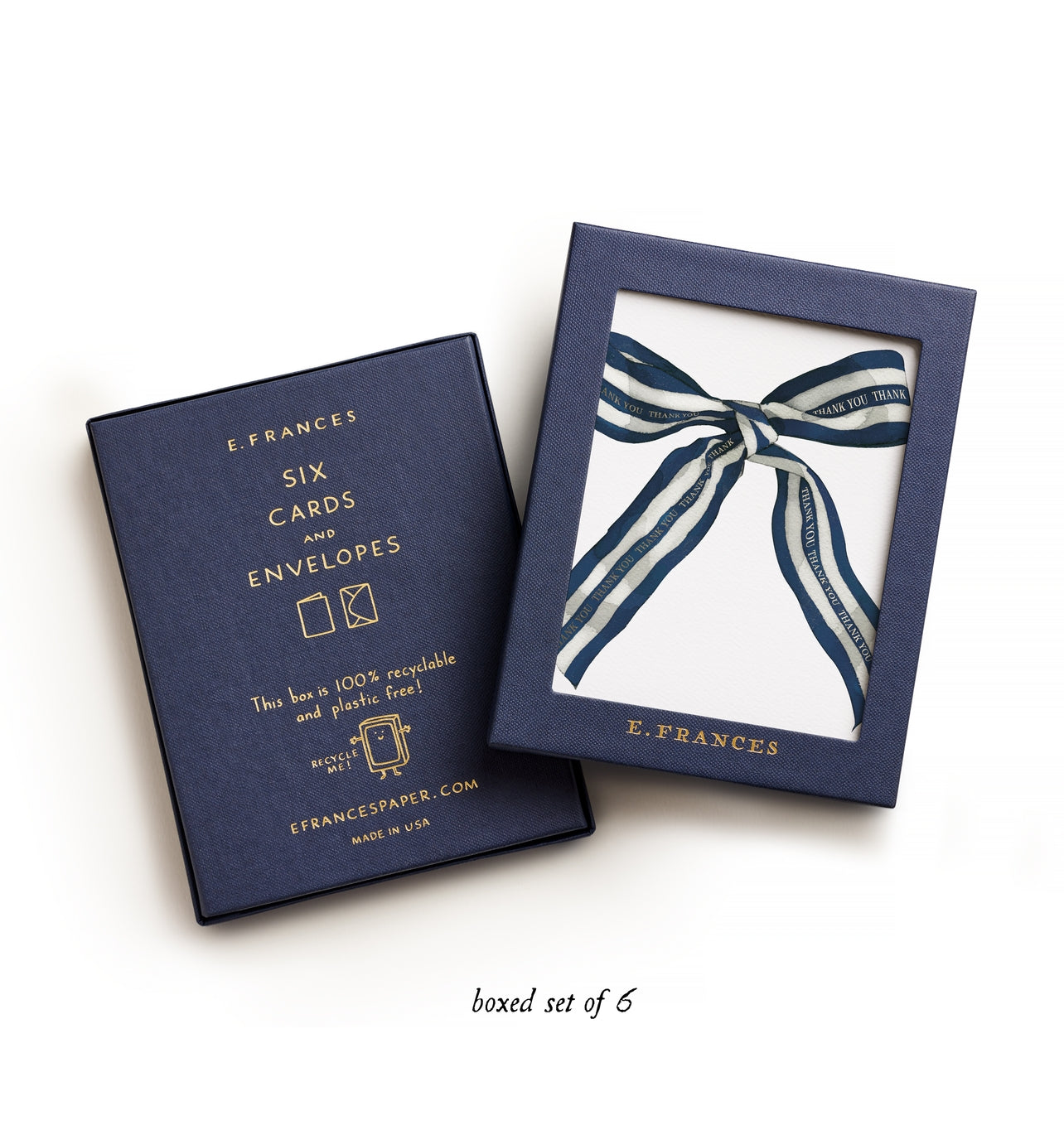 Big Navy Bow Thank You Card Set