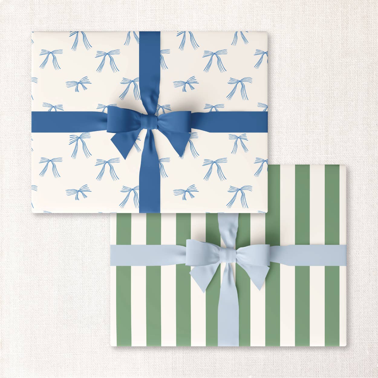 Blue Bows + Lawn Cabana Stripe Double-Sided Wrap