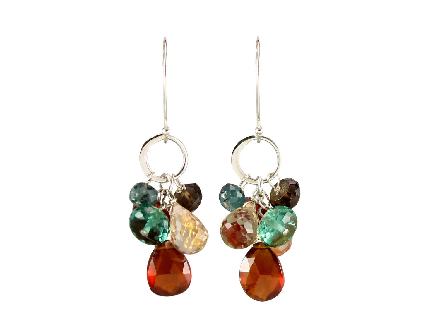 Hessonite, Quartz, Zircon Earrings