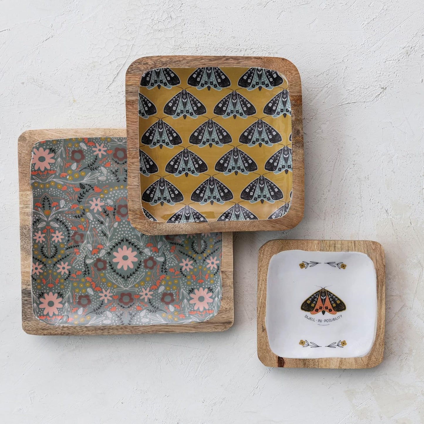 Moths & Florals Wood Trays