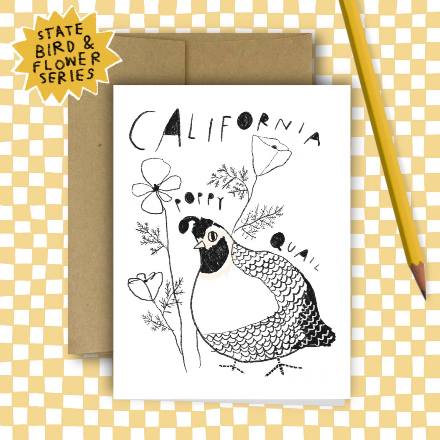 California Flower & Bird Card