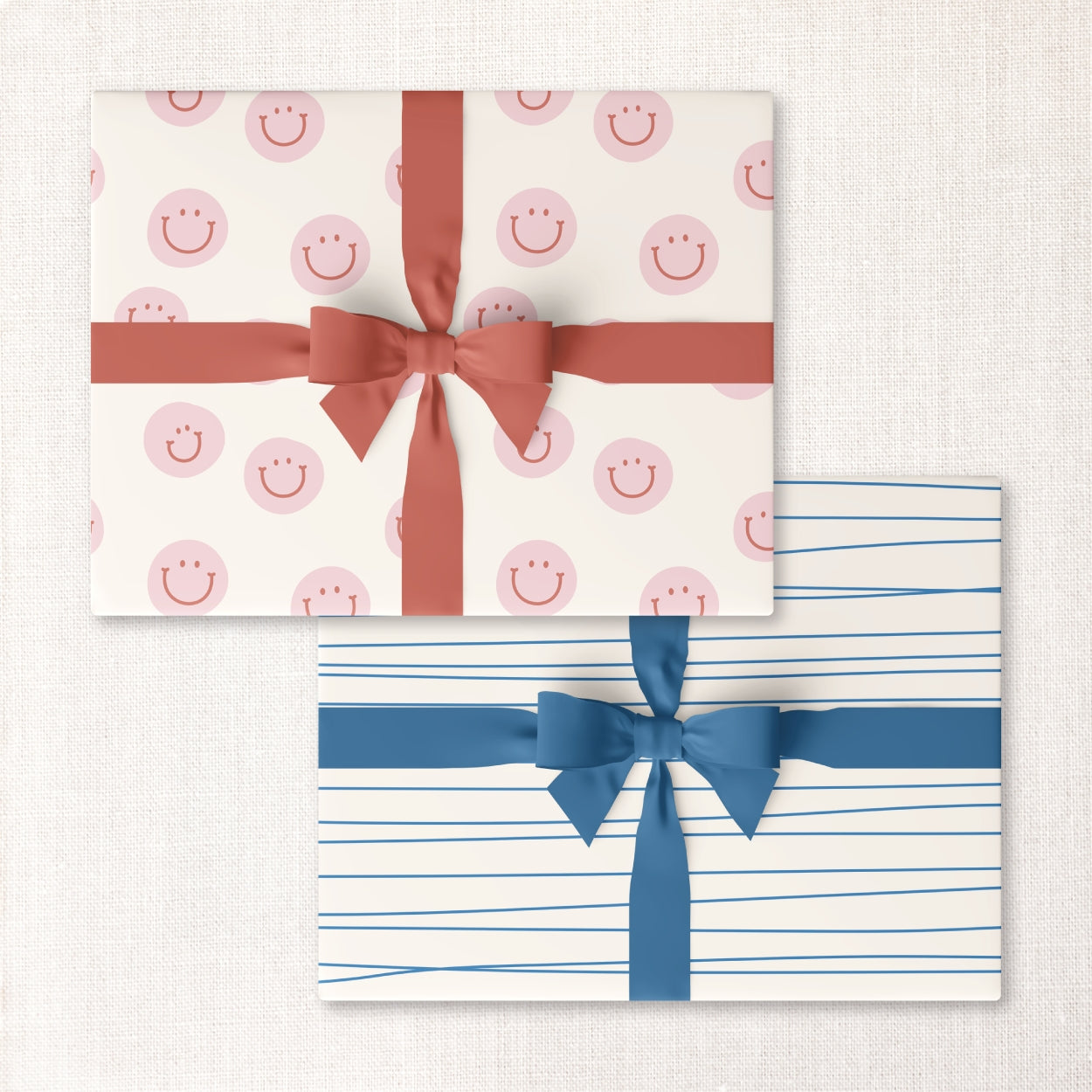 Happy Faces + Ocean Wavy Lines Double-Sided Wrap