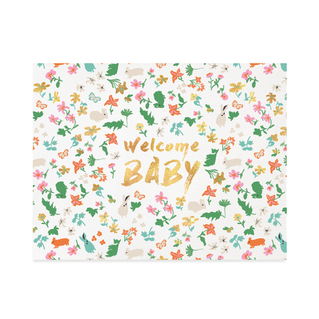Welcome Baby Card Golf Leaf