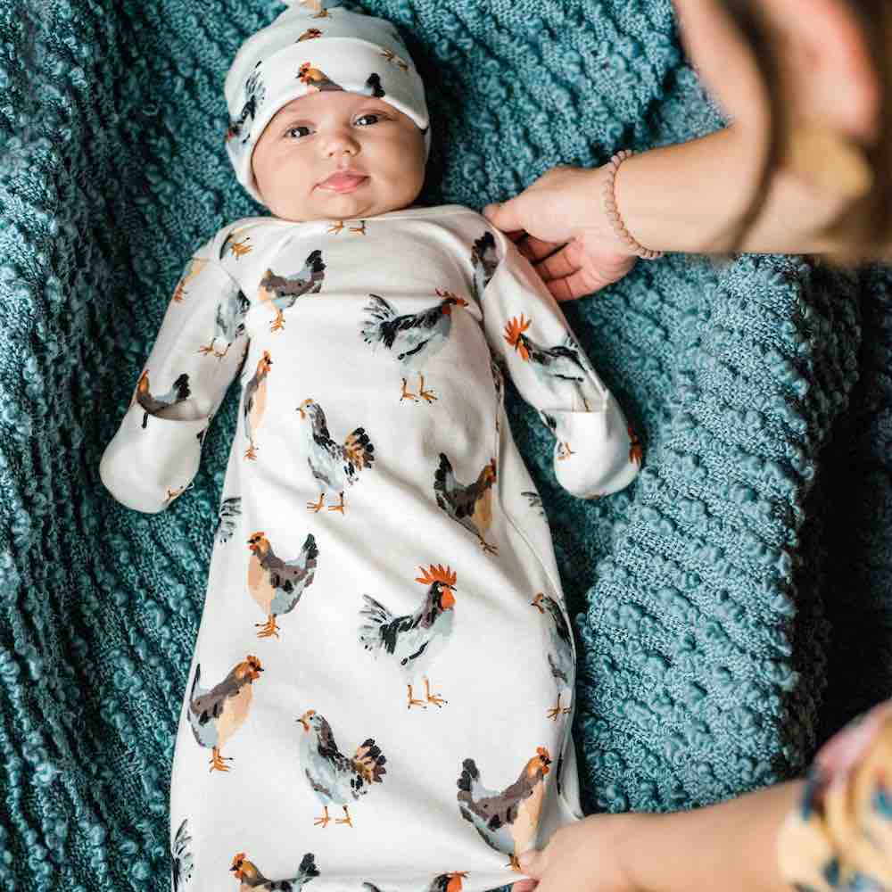 Chicken Newborn Gown and Hat Set