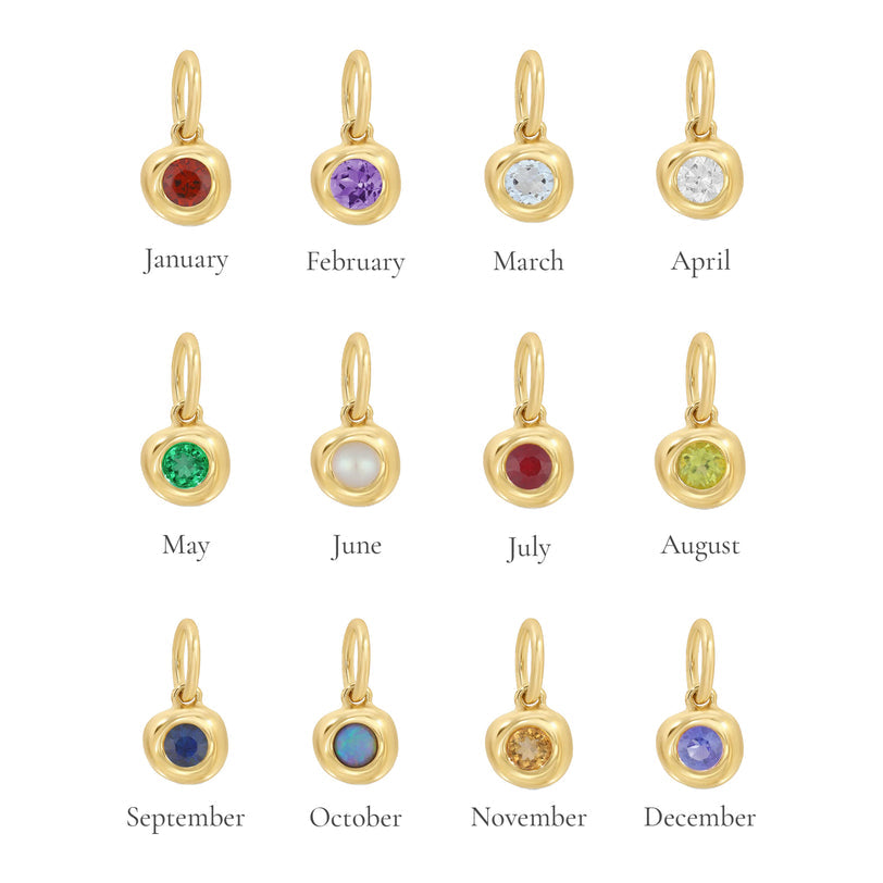 14K Yellow Gold Pillow Birthstone Charm