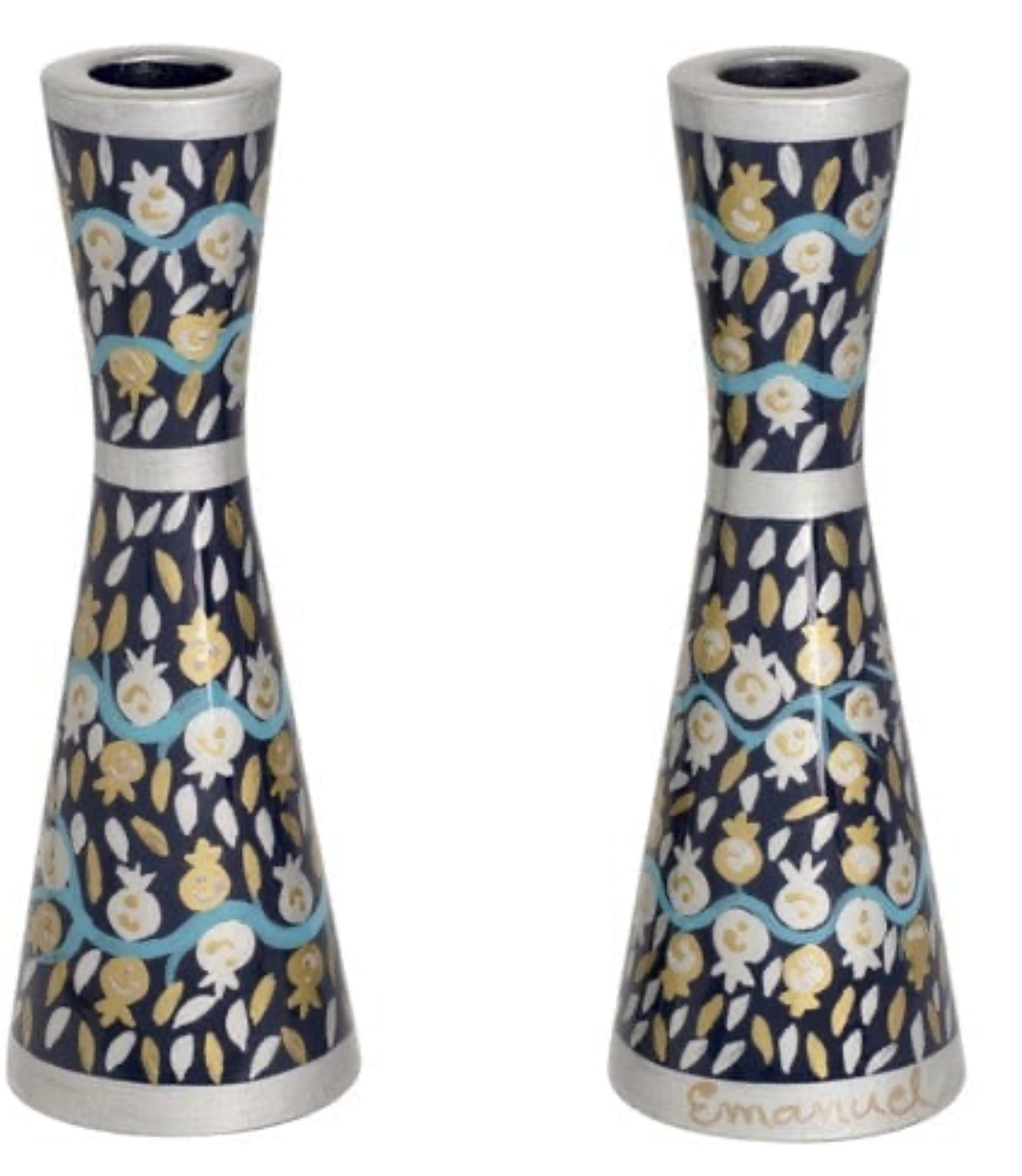 Hand Painted Pomegranate Candlesticks