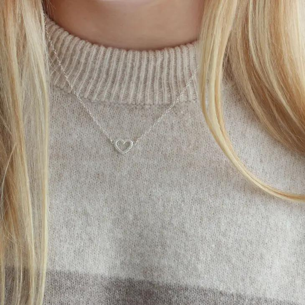 Heart Crystal Outline Charm Necklace