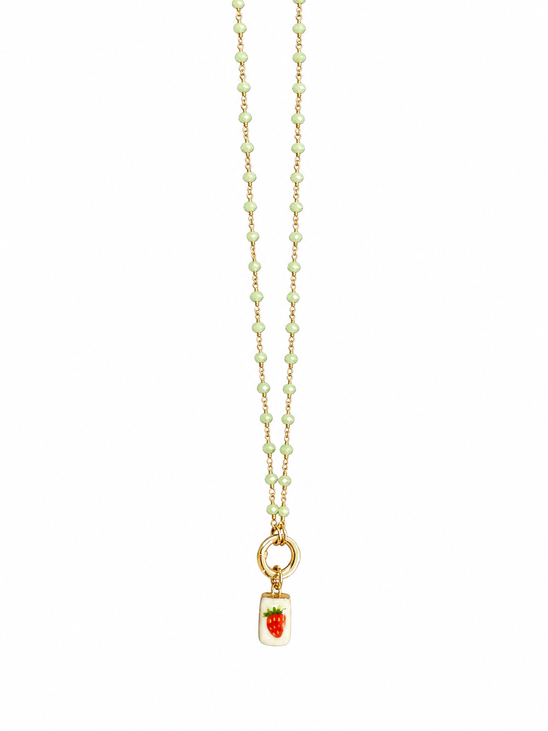 Strawberry Charm Beaded Necklace
