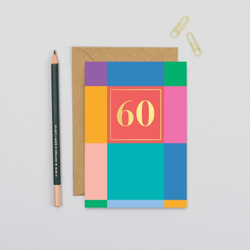 Bold Blocks 60th Birthday Card