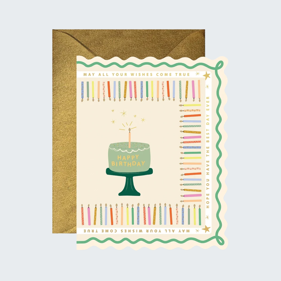 Birthday Cake and Candles Scallop Card