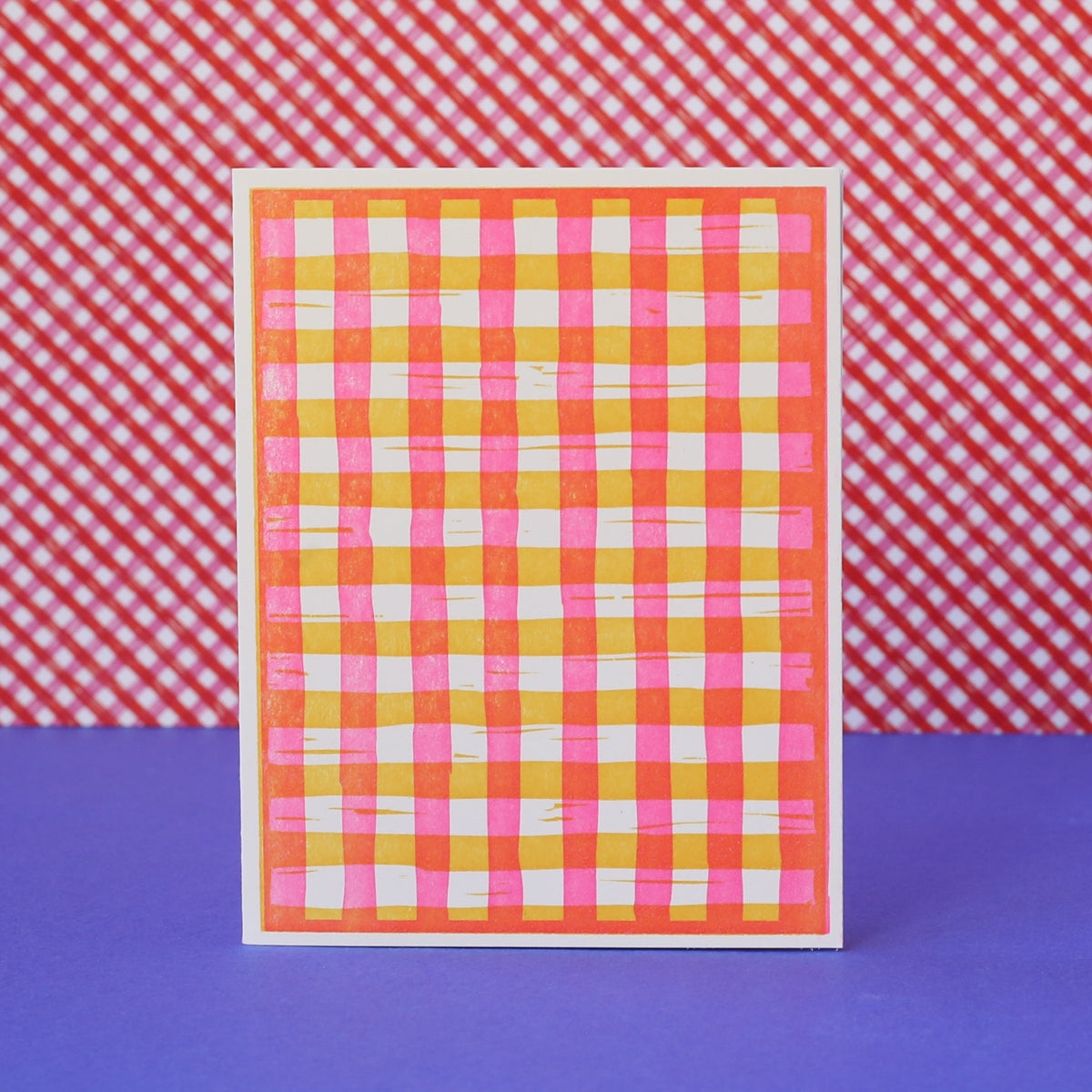Woodcut Gingham Card