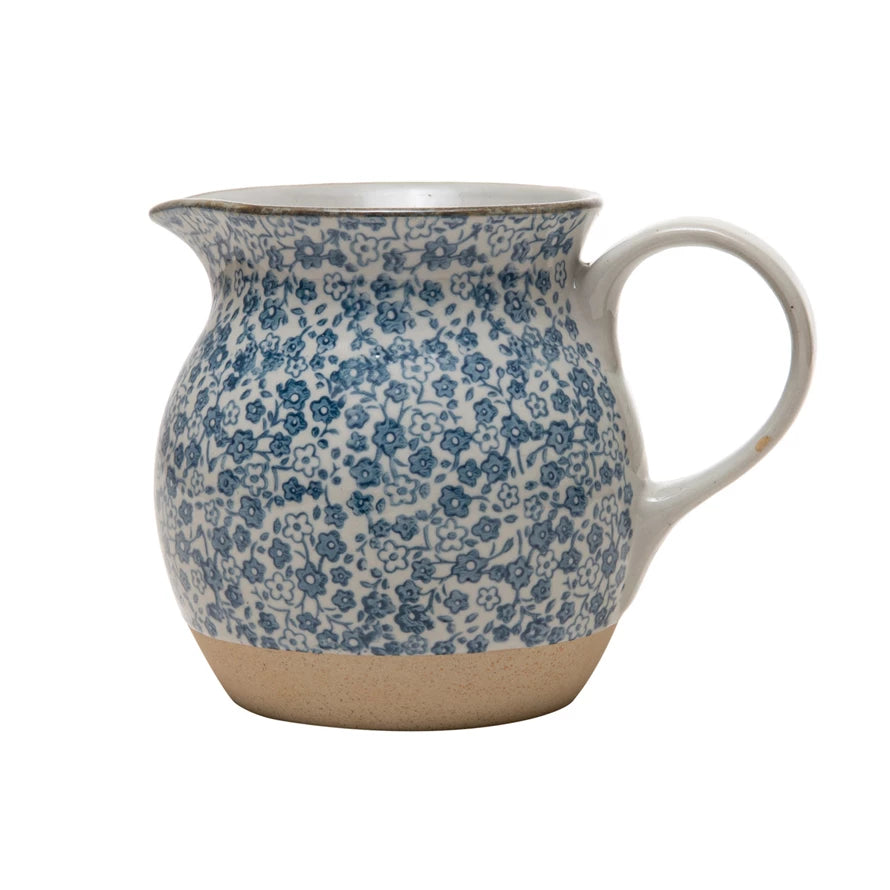 Floral Stoneware Pitcher