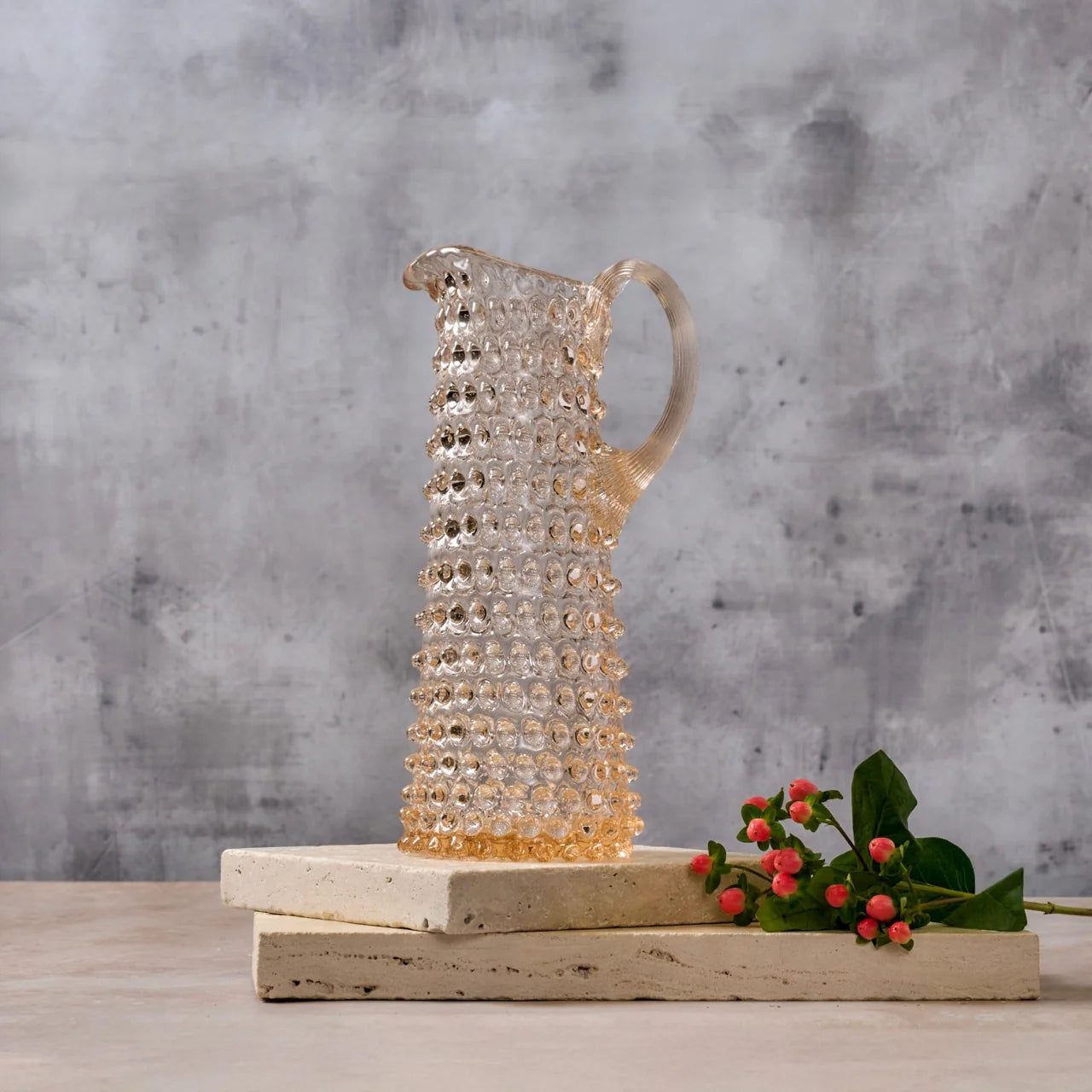 Handblown Hobnail Tall Jug