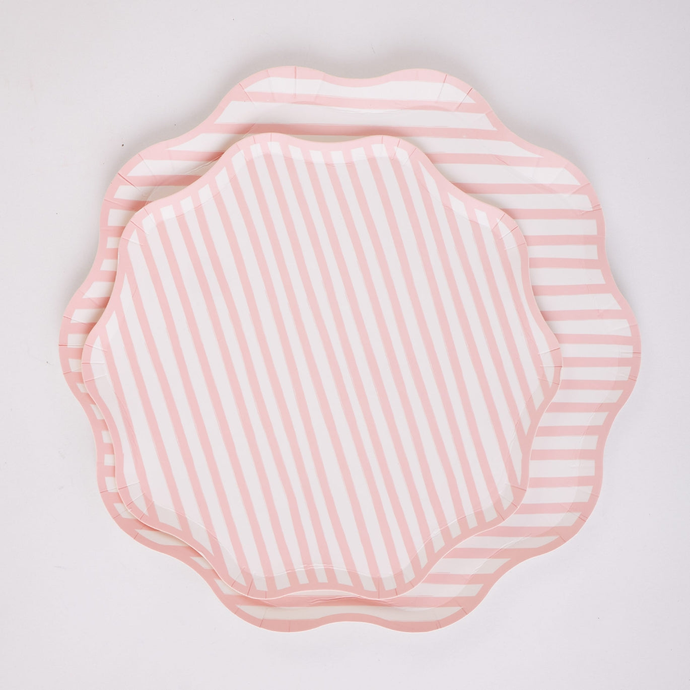 Pink and White Petite Stripe Plates