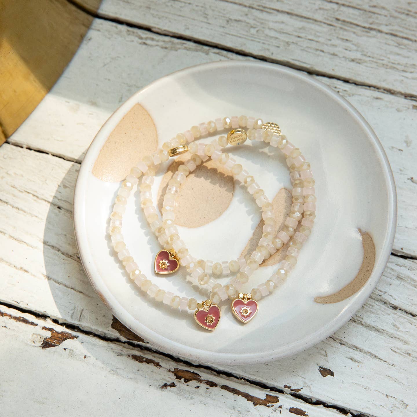 Multi Bead Heart Stretch Bracelet