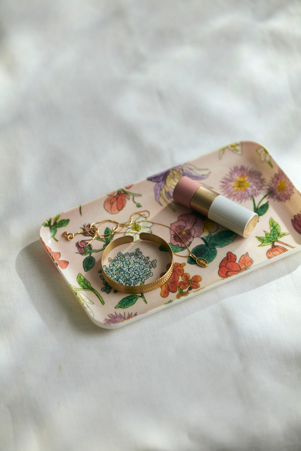 Floral Linen Tray