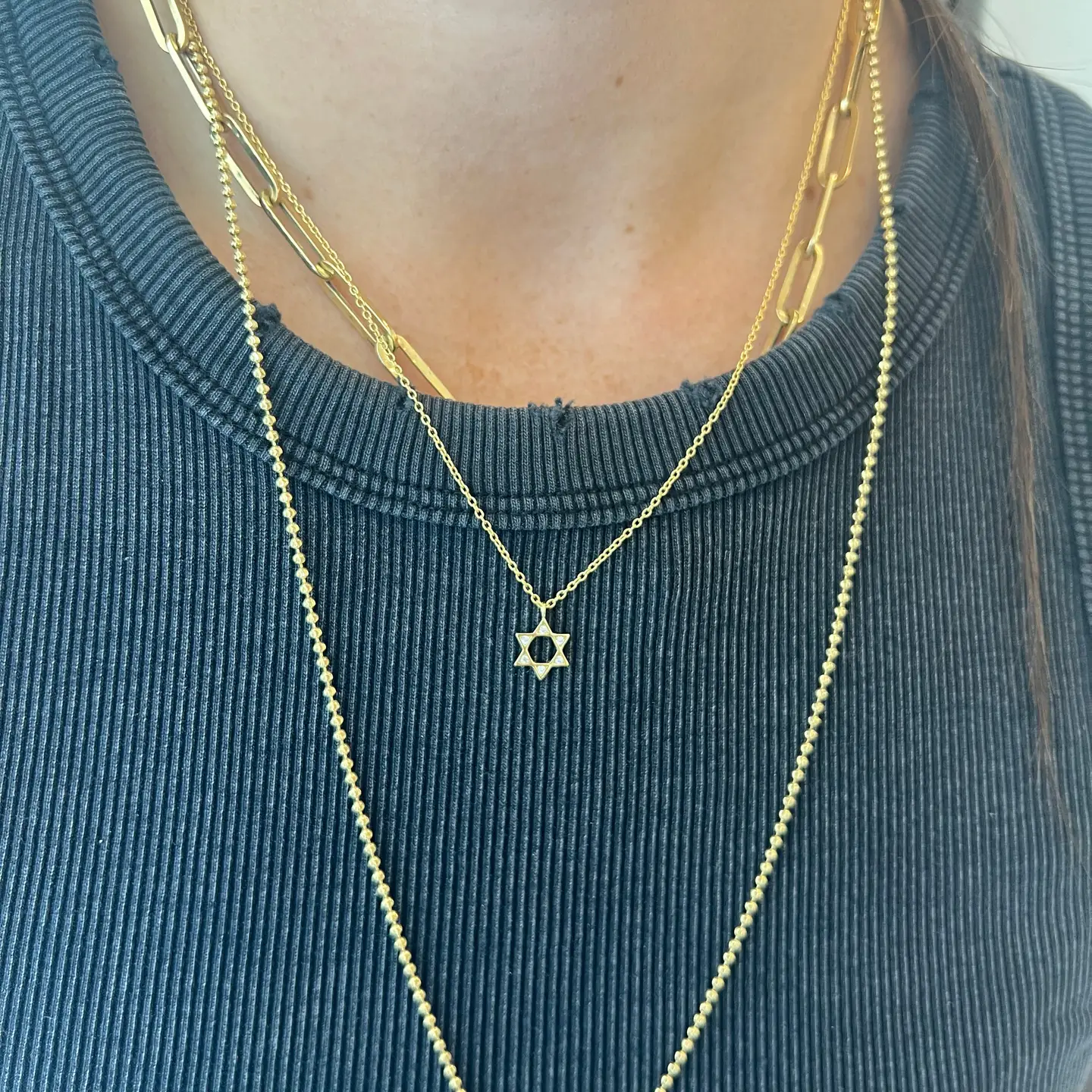 CZ Corners Star Of David Necklace