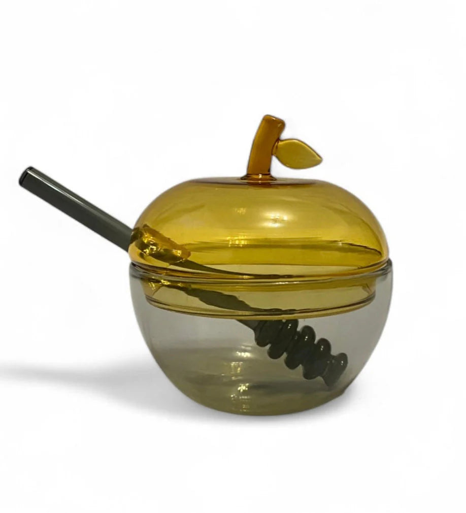 Glass Apple Honey Dish