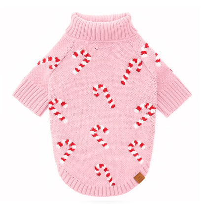 Pink Candy Canes Dog Sweater