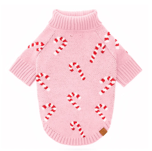 Pink Candy Canes Dog Sweater