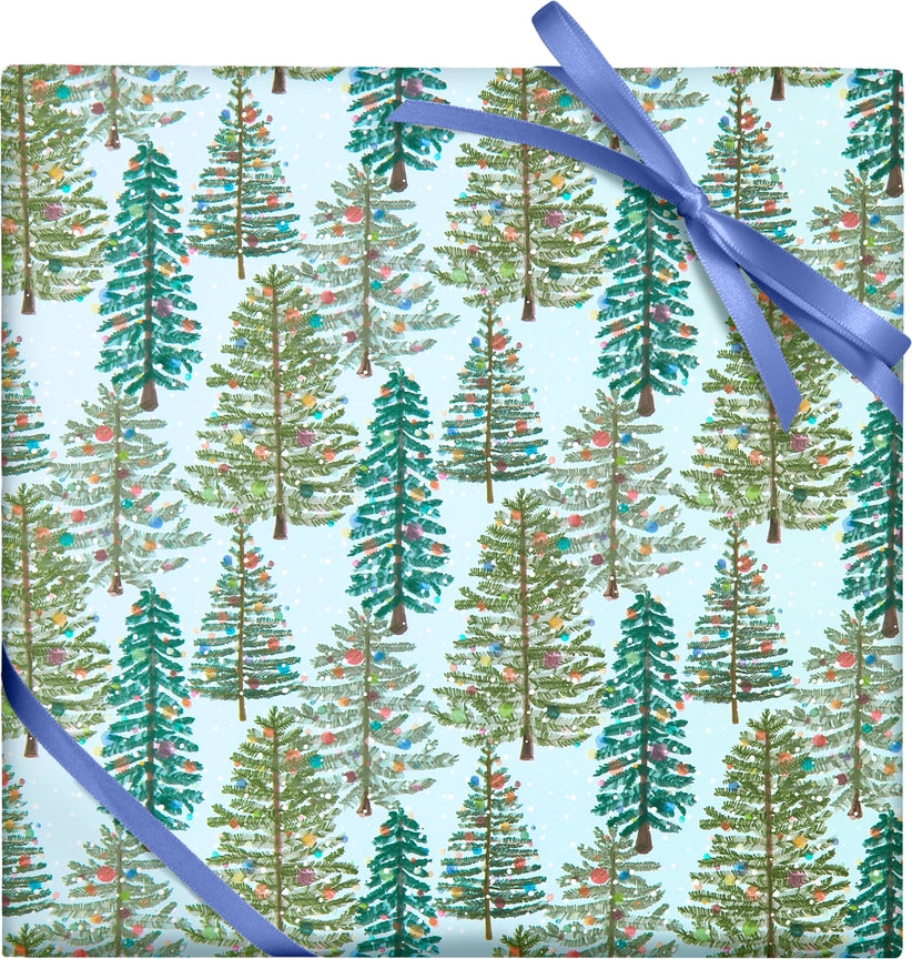 Watercolor Trees Christmas Wrapping Paper