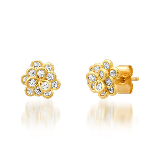 3D CZ Flower Studs
