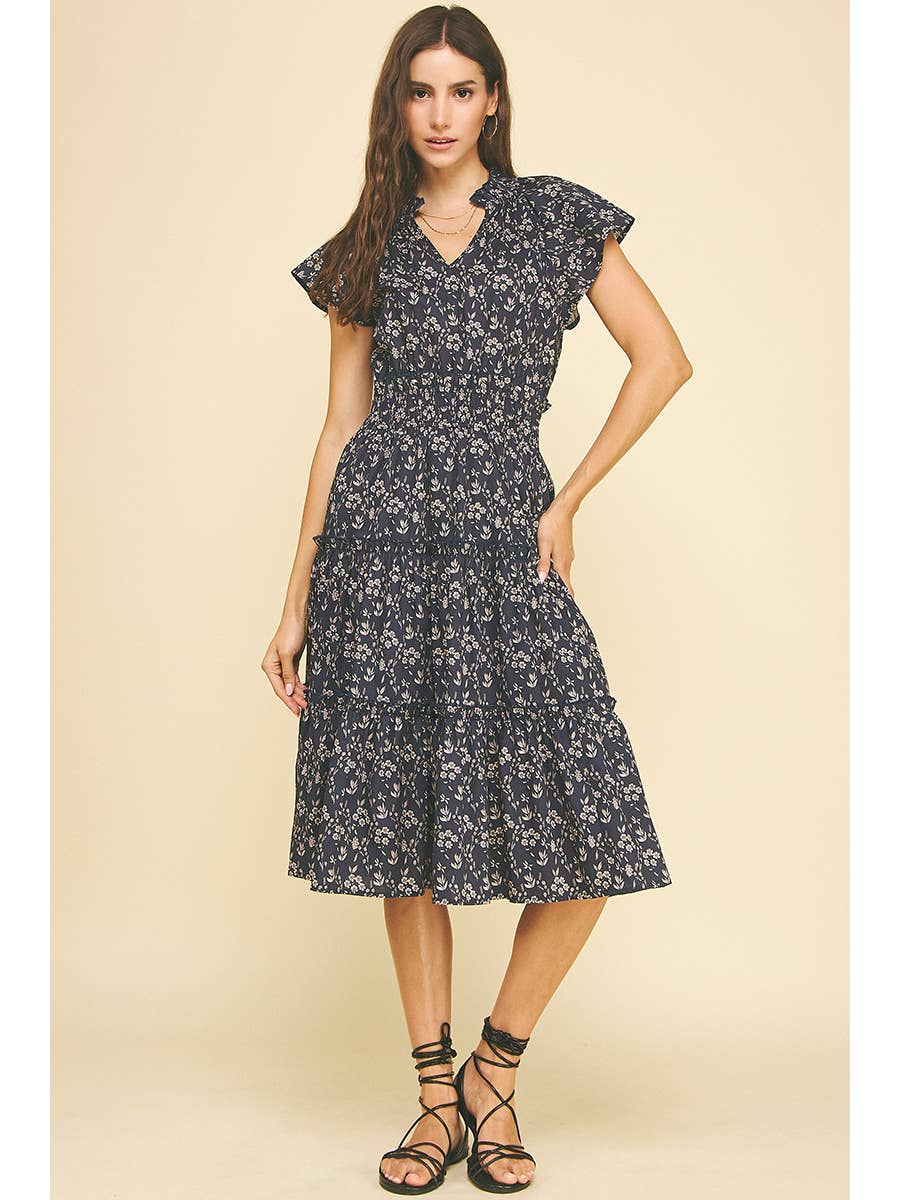 Floral Tiered Midi Dress