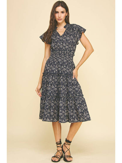 Floral Tiered Midi Dress