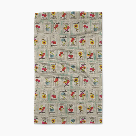 Flower Seed Packs Tea Towel
