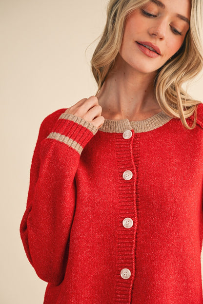 Two Tone Sweater Cardigan