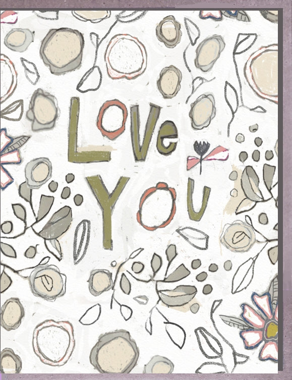 Love You Abstract Flowers Card