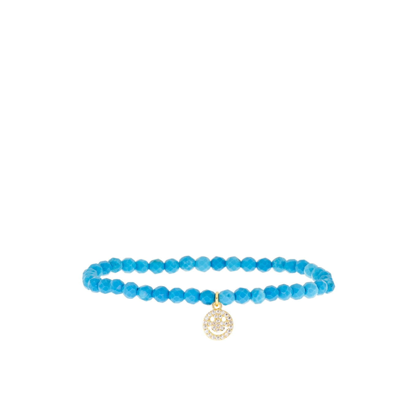 Natural Stone Bracelet with CZ Smiley Face Charm
