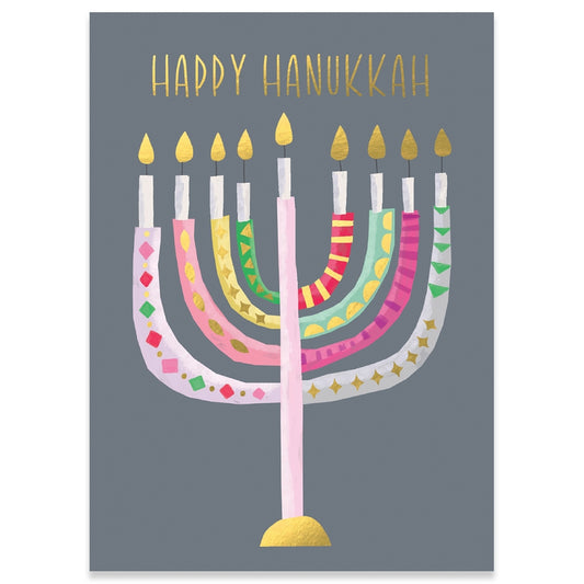 Grey Menorah Hanukkah Card