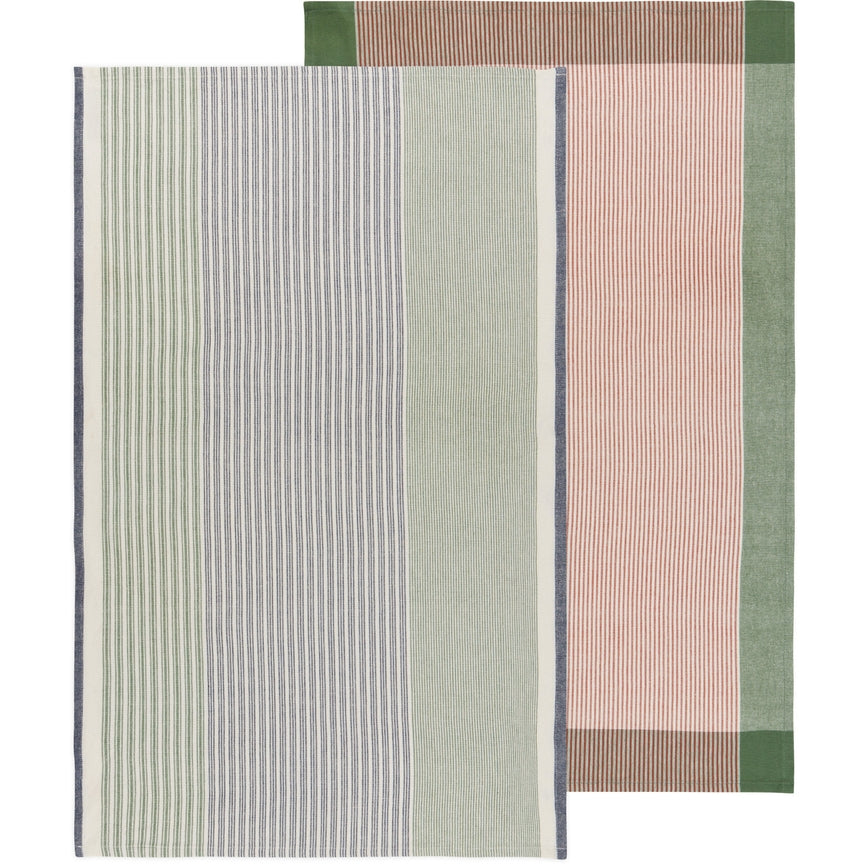 Jade Green Array Stripe Dishtowels