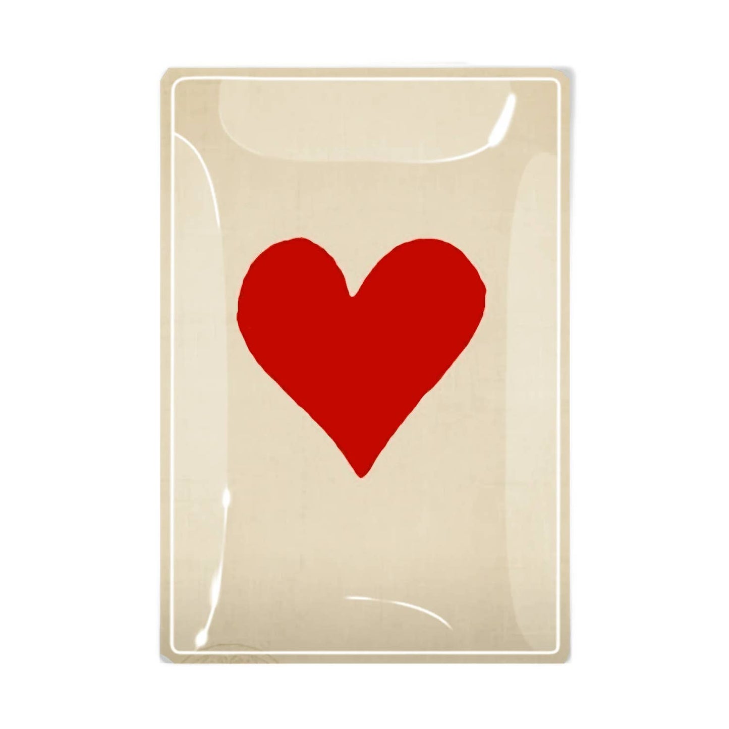 Red Long Heart Decoupage Tray