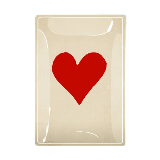 Red Long Heart Decoupage Tray