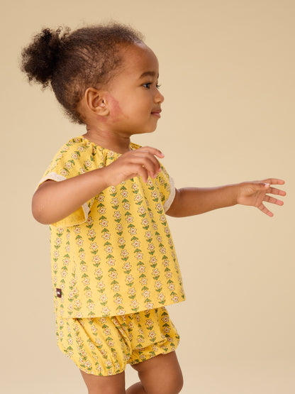 Printed Crochet Trim Baby Set
