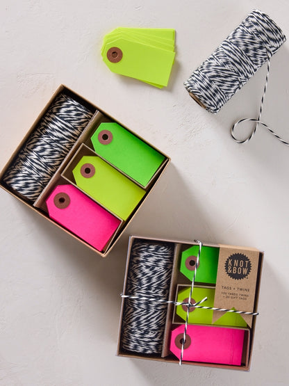 Black and Neon Tag and Twine Box