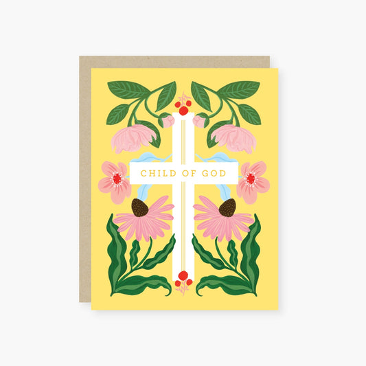 Floral Child of God Baptism/Communion Card