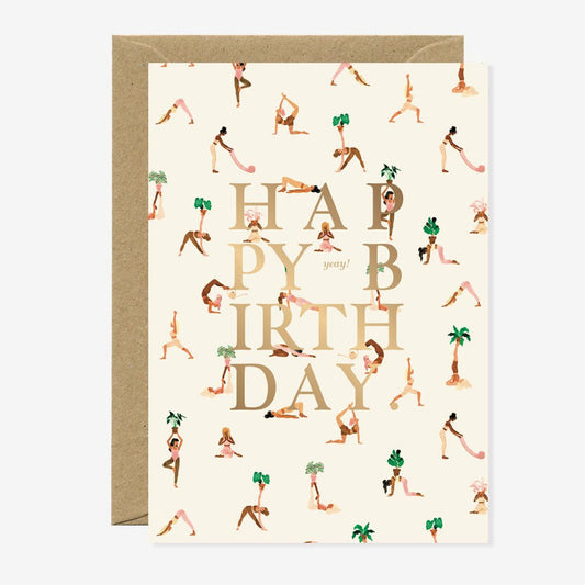 Yoga Pattern Birthday Card