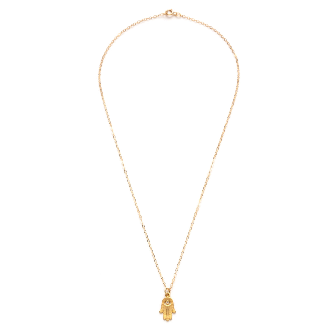 Dainty CZ Hamsa Necklace